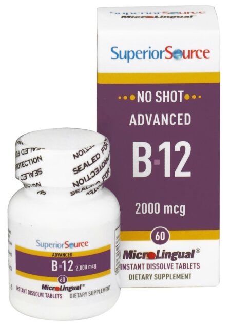 Nenhum Tiro Avançado B12 Dissolve Instantaneamente 2000 mcg. - 60 Tablet (s) Superior Source