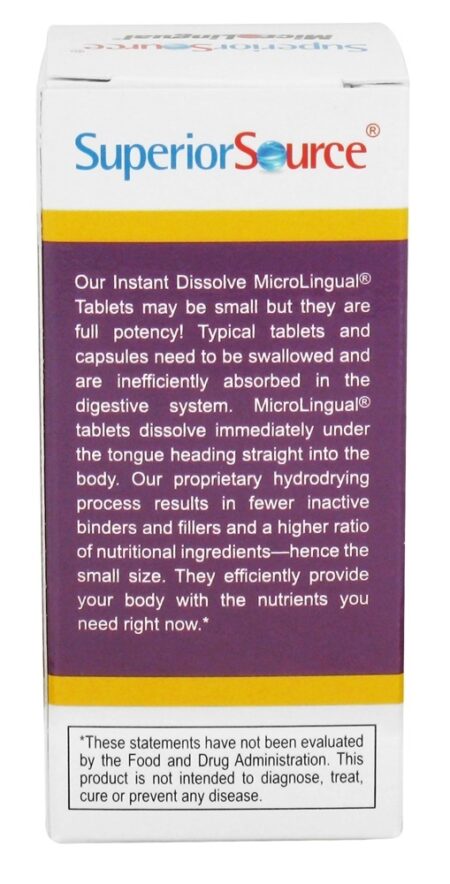 Nenhum Tiro Avançado B12 Dissolve Instantaneamente 2000 mcg. - 60 Tablet (s) Superior Source - Image 3