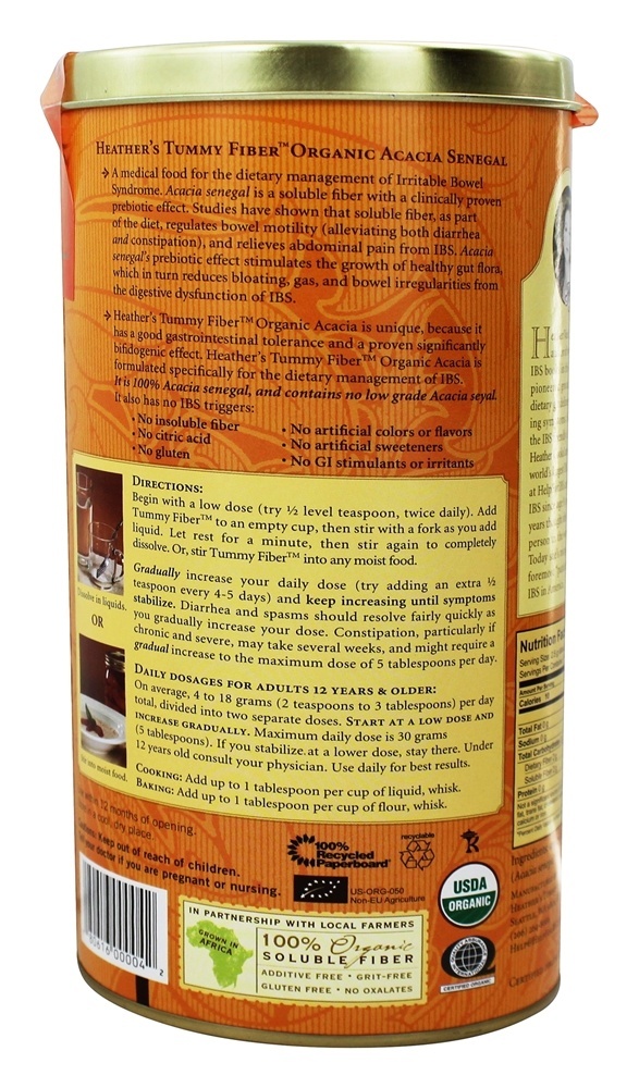 Fibra Orgânica de Acácia Senegal em Pó - 16 oz. Heather's Tummy Care - Imagem 2