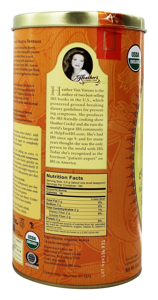 Fibra Orgânica de Acácia Senegal em Pó - 16 oz. Heather's Tummy Care - Imagem 3