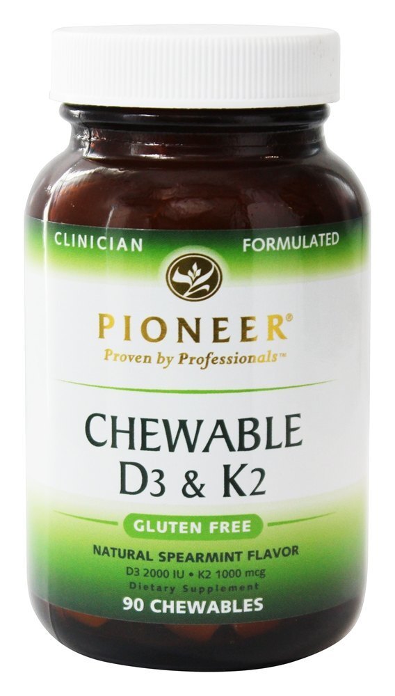 Sabor De Hortelã Natural D3 & K2 Mastigável - 90 Mastigáveis Pioneer