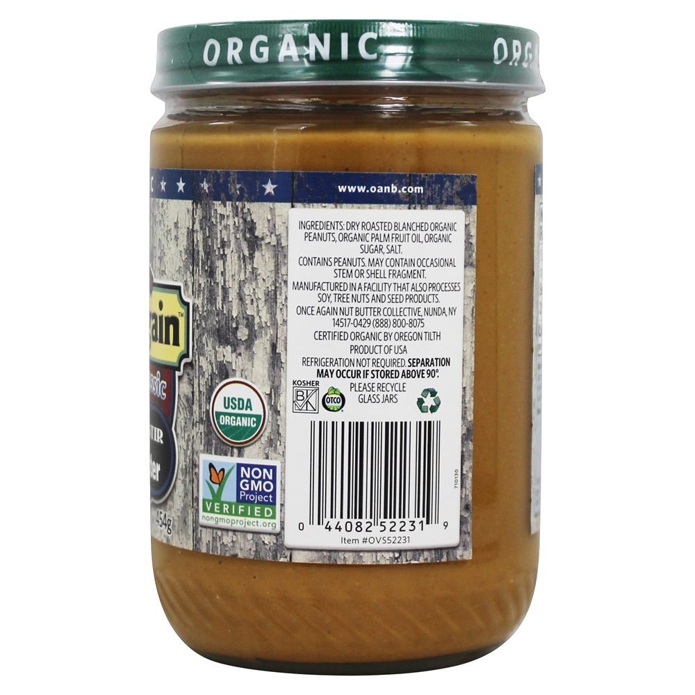 Manteiga De Amendoim Clássico Americano Orgânico Cremoso - 16 oz. Once Again - Imagem 2