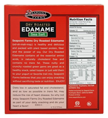 Edamame Secar Assado Lanche Embalagens Mar Sal - 6.35 oz. SeaPoint Farms - Image 2