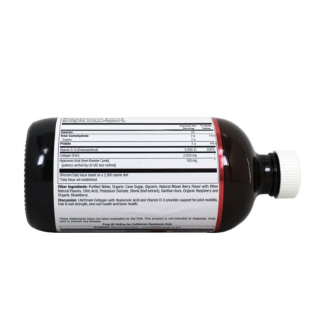 Colagénio Líquido com Ácido Hialurónico e Vitamina D3 Berry 2000 mg. - 16 fl. oz. LifeTime Vitamins - Image 3