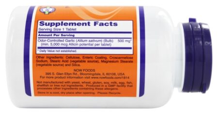 Alho 5000 Odor Controlado - 90 Tablet (s) NOW Foods - Image 2