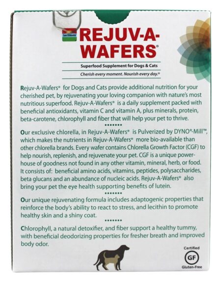 Rejuv-A-Wafers Superfood Suplemento para Gatos e Cães - 60 Bolachas Sun Chlorella - Image 3