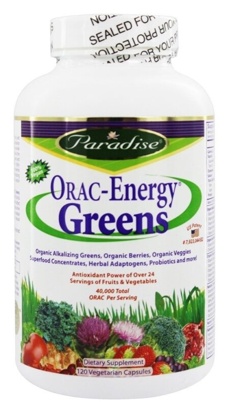 Verdes de energia Orac - Cápsulas vegetarianas 120 Paradise Herbs