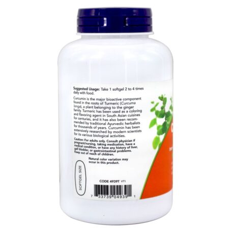 Curcumin Livre Radical Limpador - 120 Softgels NOW Foods - Image 3