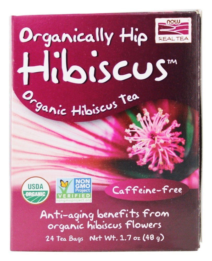 NOW Real Tea Organicamente Quadril Hibiscus - 24 Saquinhos de Chá NOW Foods