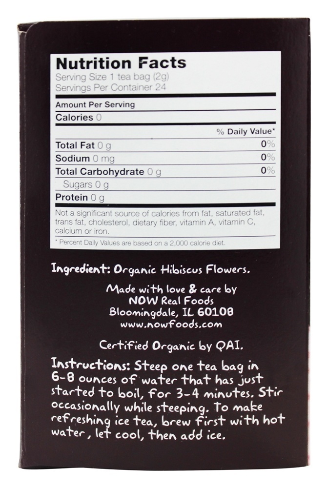 NOW Real Tea Organicamente Quadril Hibiscus - 24 Saquinhos de Chá NOW Foods - Imagem 2