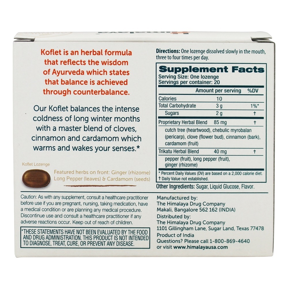 Koflet Lozenge - 20 Pastilhas Himalaya Herbal Healthcare - Imagem 2