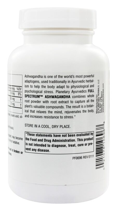 Full Spectrum Ashwagandha - 120 Tablet (s) Planetary Ayurvedics - Image 3