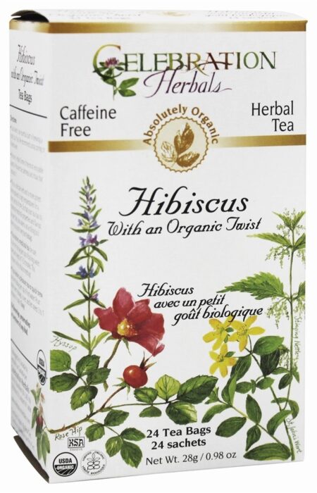 Hibiscus sem cafeína orgânico com um chá Twist Herbal Tea - 24 Saquinhos de Chá Celebration Herbals