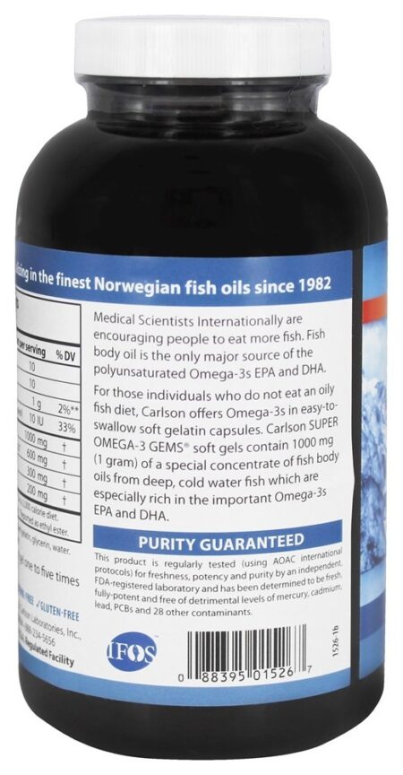 Super Omega - 3 Óleo de peixe 1000 mg. - 180 Softgels Carlson Labs - Image 3