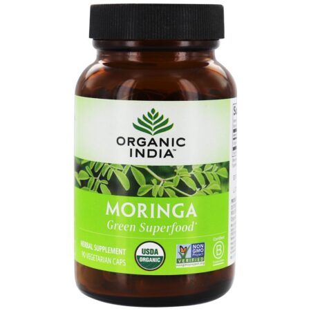 Superalimento verde de Moringa - Cápsulas vegetarianas 90 Organic India