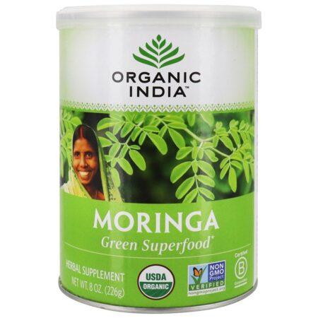 Folha de Moringa em Pó Nutrição Essencial - 8 oz. Organic India