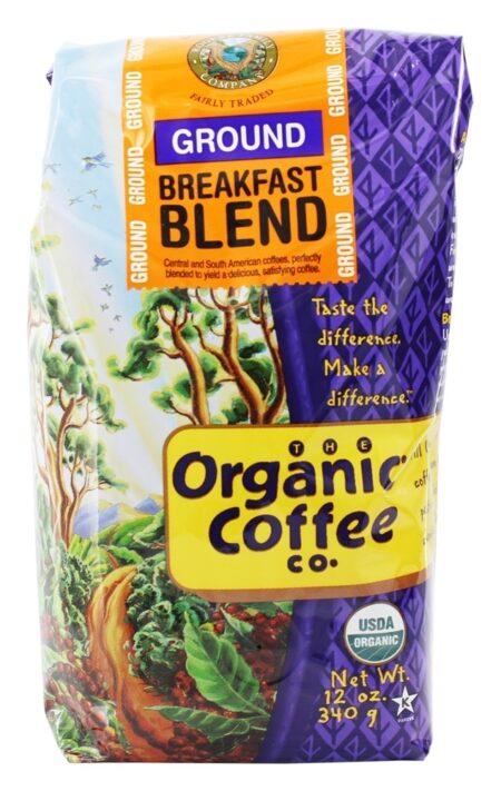 Mistura de café da manhã com café moído - 12 oz. Organic Coffee Company