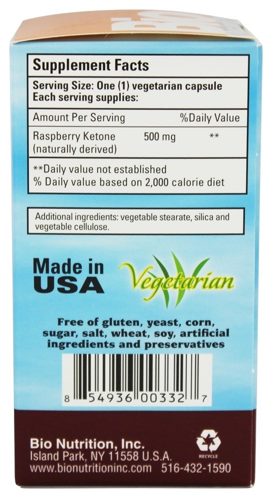 100 % Natural de framboesa cetona 500 mg. - Cápsulas vegetarianas 60 Bio Nutrition - Imagem 2