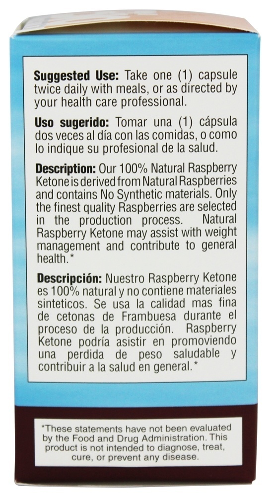 100 % Natural de framboesa cetona 500 mg. - Cápsulas vegetarianas 60 Bio Nutrition - Imagem 3