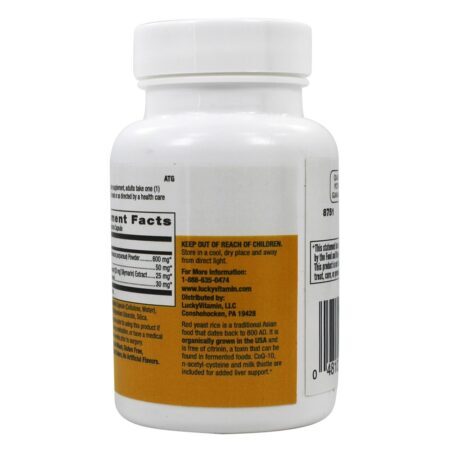 Levedura Vermelha de Arroz Plus 600 mg. - Cápsulas vegetarianas 60 LuckyVitamin - Imagem 3
