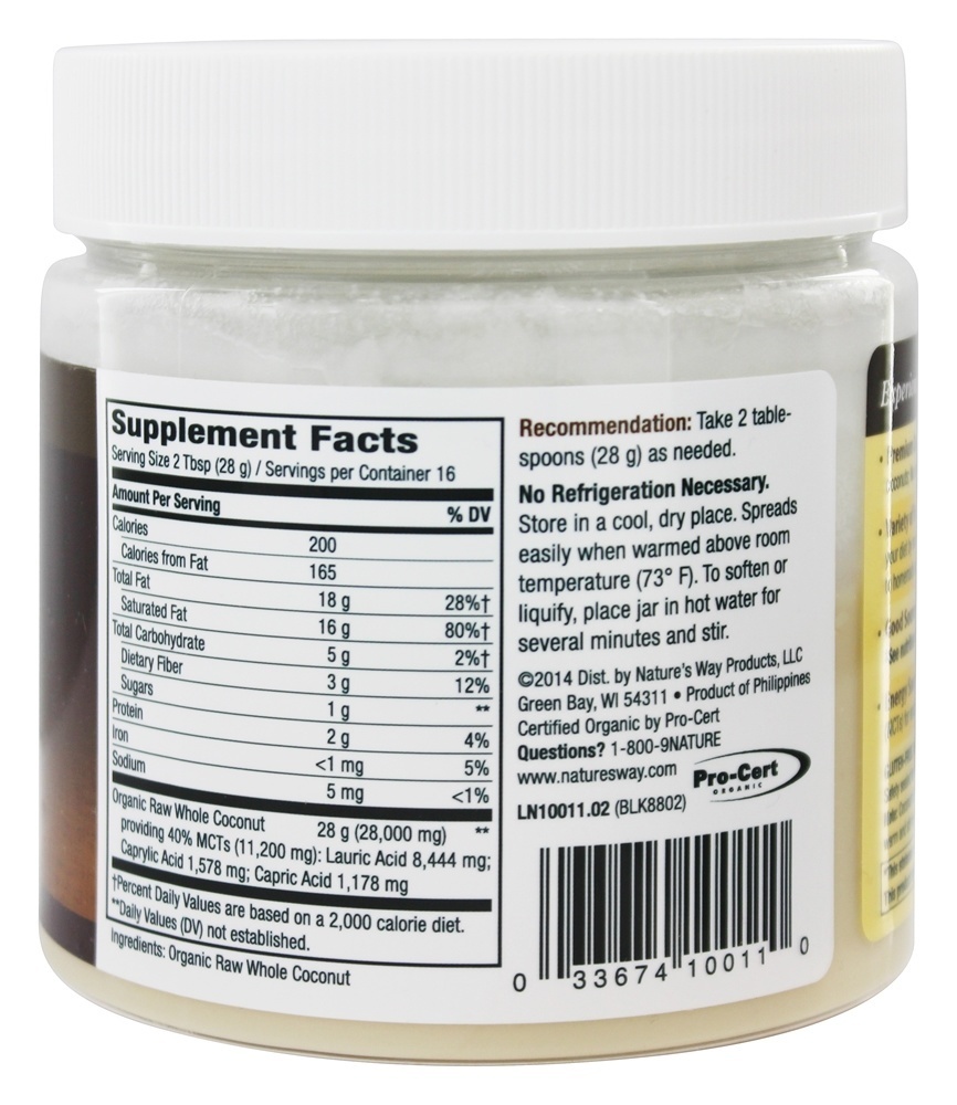 Pure orgânicos e coco integral não refinado de alimentos - 16 fl. oz. Nature's Way - Imagem 2