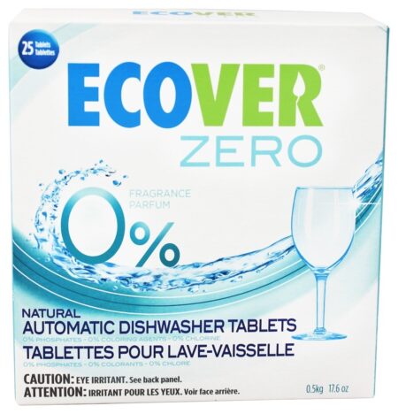 Zero Tablets Automáticas para Lavar Louça 25 Carrega sem perfume - 17.6 oz. Ecover