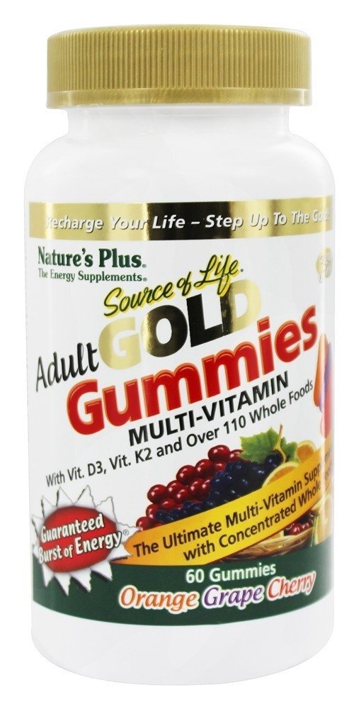 Source of Life Adult Gold Gummies Multivitamínico Para Adultos Sabor Laranja Uva & Cereja - 60 Gummies Natures Plus