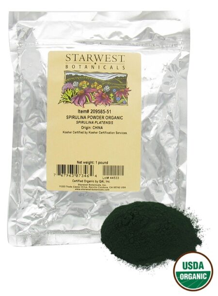 Spirulina em pó em pó orgânico - 1 lb. Starwest Botanicals