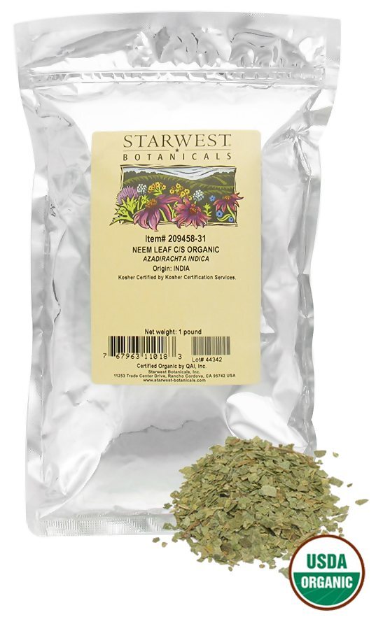 Folha de Neem em massa C / S Orgânica - 1 lb. Starwest Botanicals