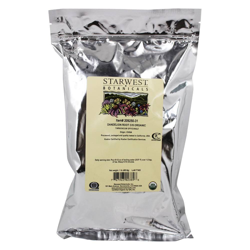 Raiz de dente-de-leão a granel C / S orgânico - 1 lb. Starwest Botanicals