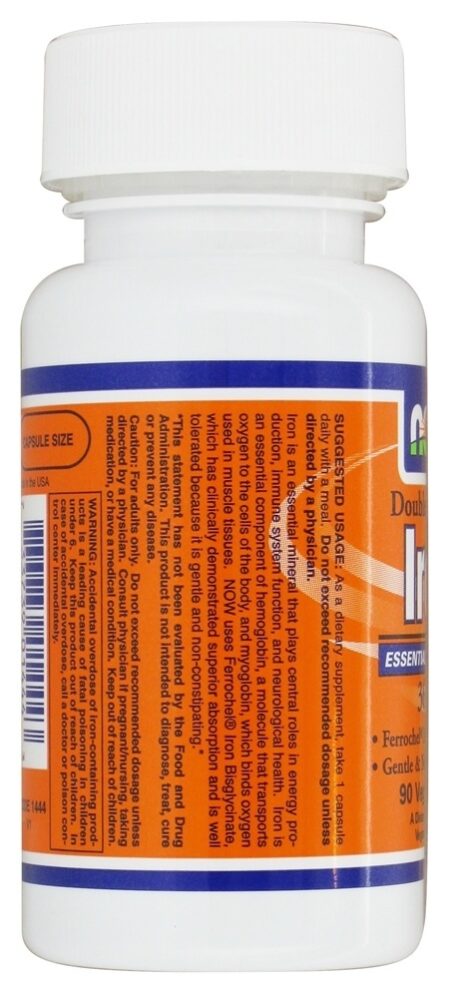 Ferro Mineral Essencial de Dupla Força 36 mg. - Cápsulas vegetarianas 90 NOW Foods - Image 3