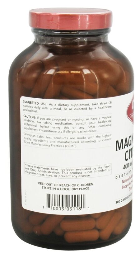 Citrato de Magnésio 400 mg. - Cápsulas 300 Olympian Labs - Image 3