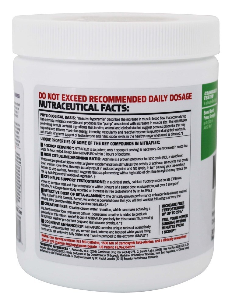 Hiperemia por Nitraflex e Pó de Melhoramento de Testosterona 30 Porções de Maçã Verde - 10.6 oz. GAT - Imagem 4