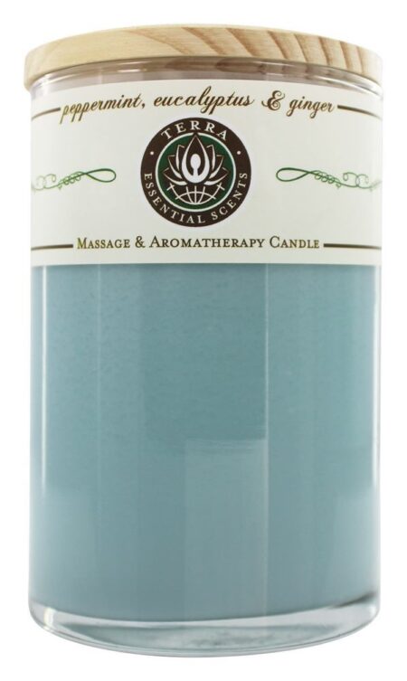 Massagem & Aromaterapia Soja Vela Hortelã-pimenta, Eucalipto & Gengibre - 12 oz. Terra Essential Scents