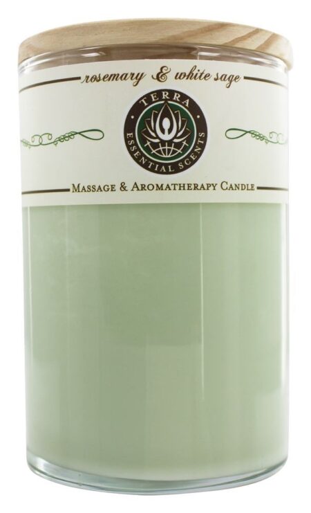 Massagem & Aromaterapia Soja Vela Alecrim & Branco Sábio - 12 oz. Terra Essential Scents