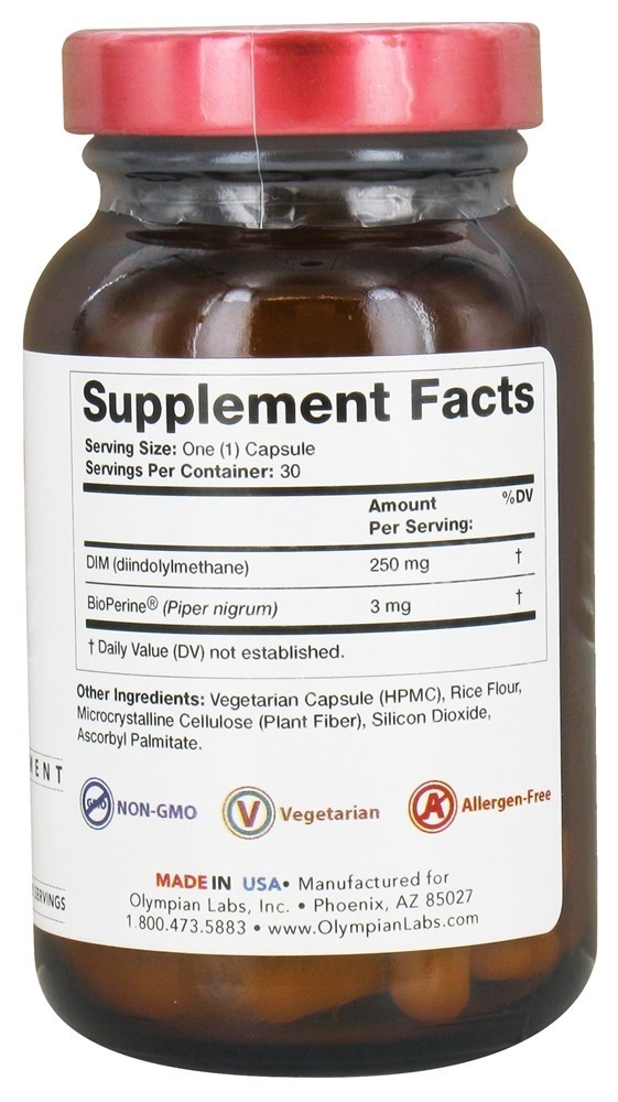 DIM 250 mg. - Cápsulas vegetarianas 30 Olympian Labs - Imagem 2
