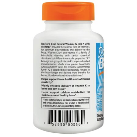 Vitamina K2 MK7 Natural com MenaQ7 45 mcg. - Cápsulas vegetarianas 180 Doctor's Best - Image 3