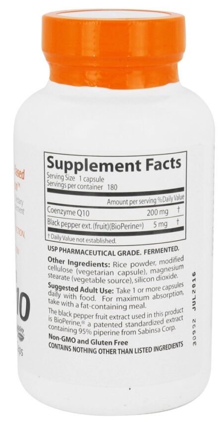 CoQ10 de Alta Absorção com BioPerina 200 mg. - Cápsulas vegetarianas 180 Doctor's Best - Image 2