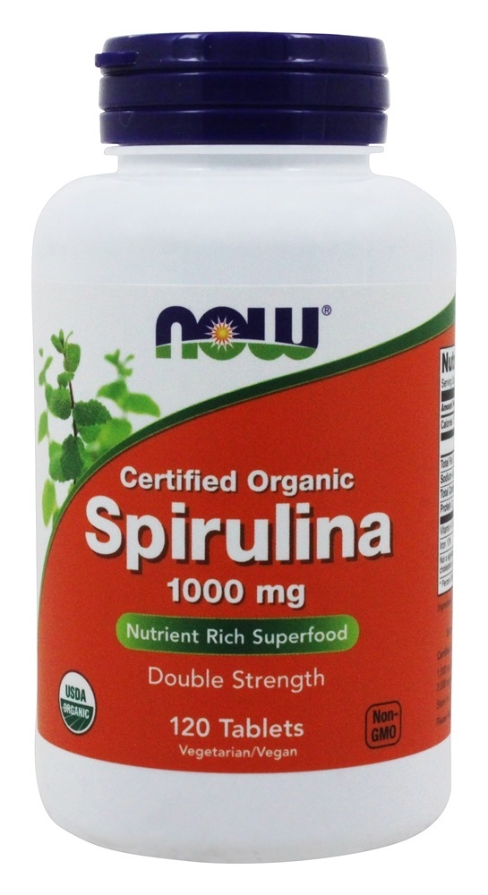 Spirulina orgânica dupla força 1000 mg . - 120 Tablets NOW Foods