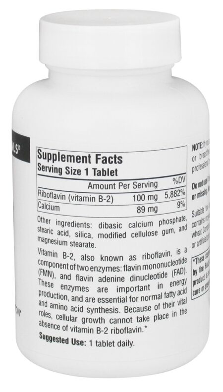 Riboflavina B2 100 mg. - 250 Tablets Source Naturals - Image 2