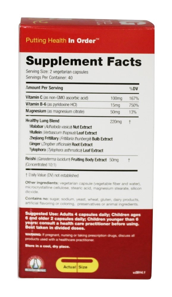 Lung Care para a função pulmonar saudável - Cápsulas vegetarianas 80 Redd Remedies - Imagem 2