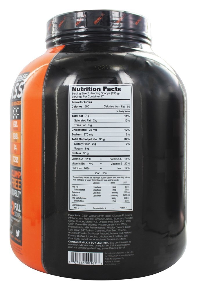 Gainer limpo aumenta massa muscular e baunilha cremosa - 5 lbs. Rivalus - Imagem 2