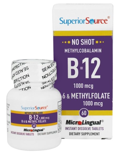 B12 Metilcobalamina 1000 mcg. B6 e Metilfolato 1000 mcg. - 60 Tablet (s) Superior Source