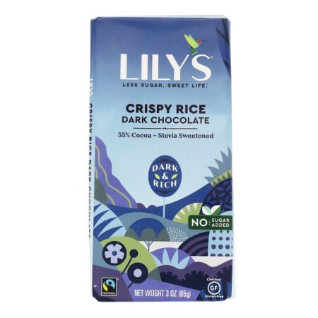 Barra de chocolate escuro 55 % de arroz crocante de cacau - 3 oz. Lily's