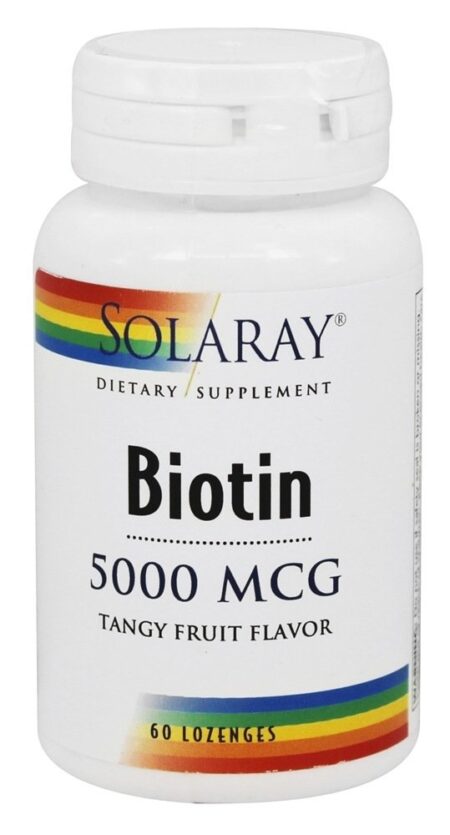 Biotina Sabor a Fruta Tostada 5000 mcg. - 60 Pastilhas Solaray