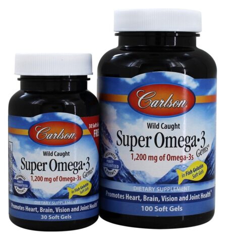 Super Omega-3 Cápsulas de Gelatina de Peixe 1200 mg. - 130 Softgels Carlson Labs