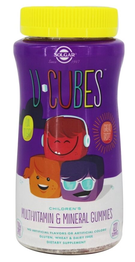 U-Cubos Infantil Múltiplas-Vitamina & Mineral Gomoso Uva, Laranja, & Cereja - 120 Gummies Solgar