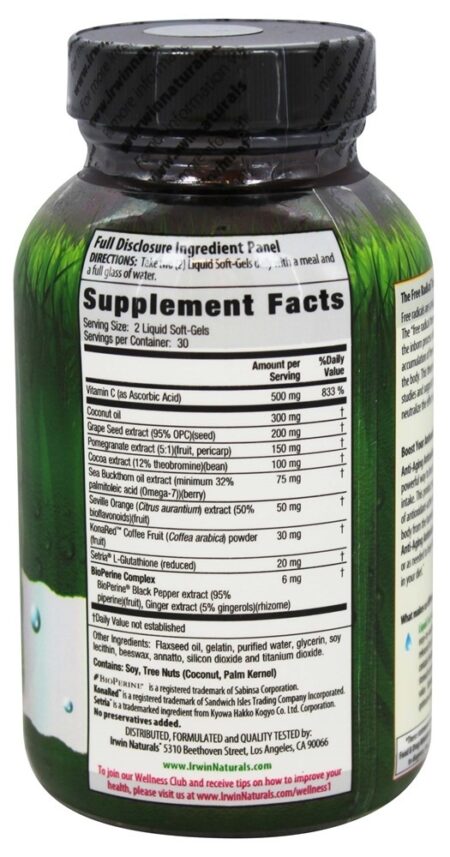 Antioxidantes Antienvelhecimento - 60 Softgels Irwin Naturals - Image 2