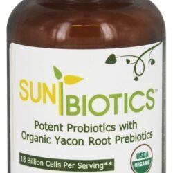 Probióticos potentes com os prebióticos orgânicos da raiz de Yacon - 30 comprimidos mastigáveis Sunbiotics
