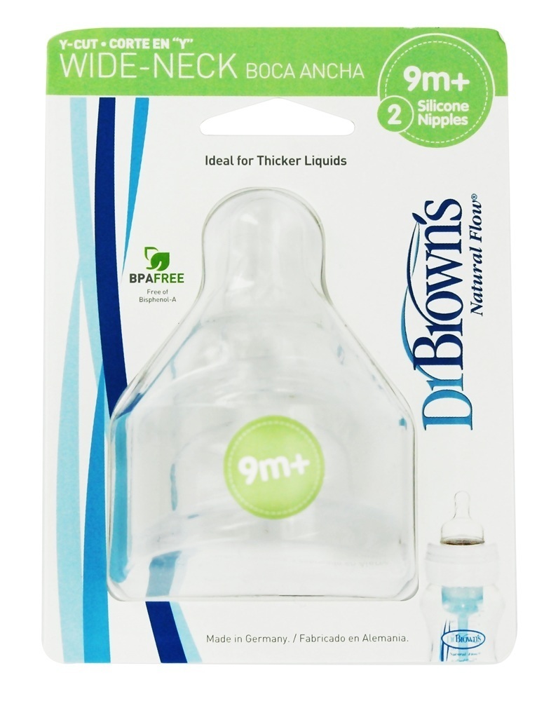 Mamilos de silicone Y-Cut com gargalo largo e fluxo natural 9m + - Pacote 2 Dr. Brown's